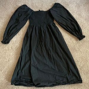 Black puff sleeve midi dress